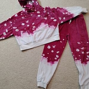 SOLD 🛑 Girl's Justice Burgundy and White 2 Piece Jogging Suit - Sz 10